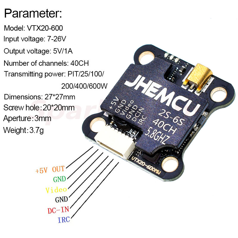 JHEMCU VTX20-600 5.8G 40CH 20X - Drone Racing Battery review and price